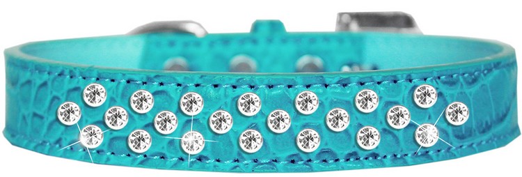 Sprinkles Clear Jewel Croc Dog Collar Turquoise Size 20